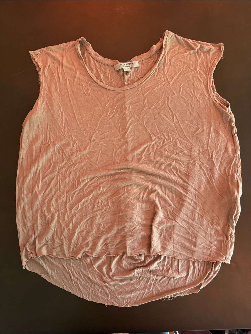 All Saints Blush Pink Raw-Edge Sleeveless Tank